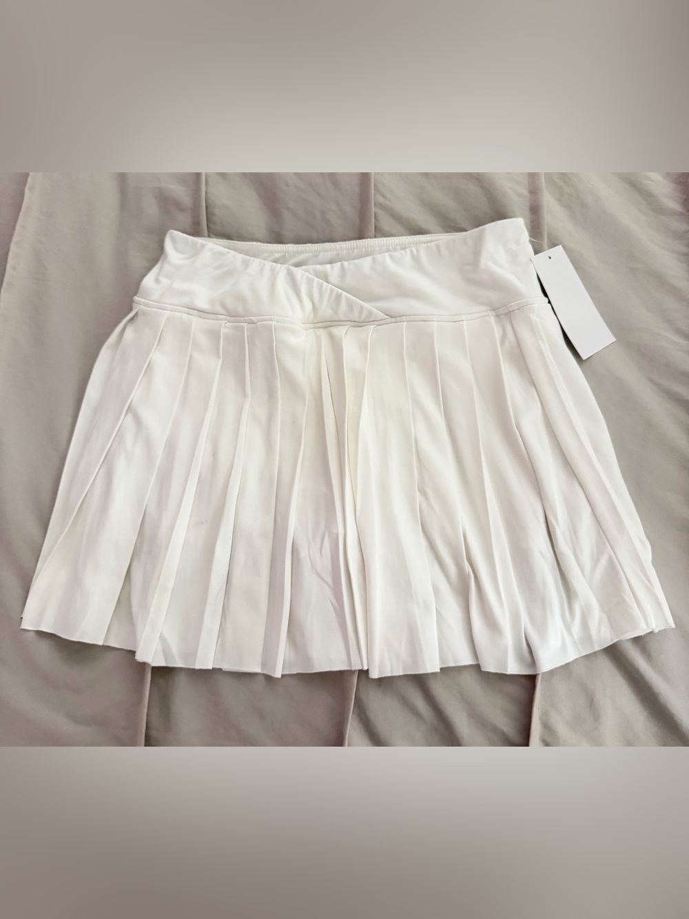 Kids White Pleated Skort with Crossover Waistband